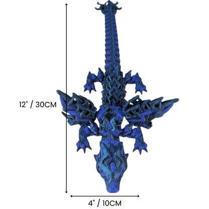 Articulated Stormwing Dragon Figurine – Articulating 3D Printed Blue & Cyan Fidget Toy – Desk Accessory for Teens and Adults – Stress Relief & Collectible – 3D Printed in Canada