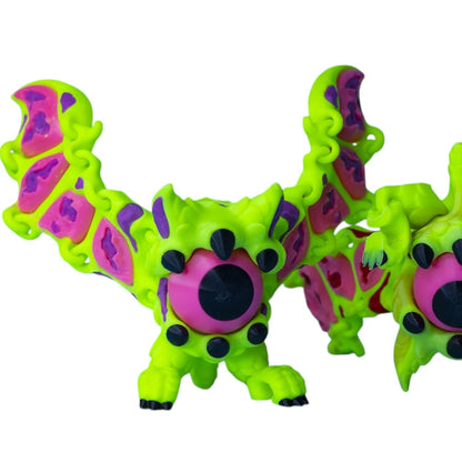 Neon Bat-Cyclops Articulated Fidget Creature – Glow-Inspired Fantasy Desk Toy & Shelf Display for Teens & Adults – 3D Printed in Canada