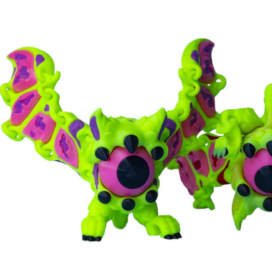 Neon Bat-Cyclops Articulated Fidget Creature – Glow-Inspired Fantasy Desk Toy & Shelf Display for Teens & Adults – 3D Printed in Canada
