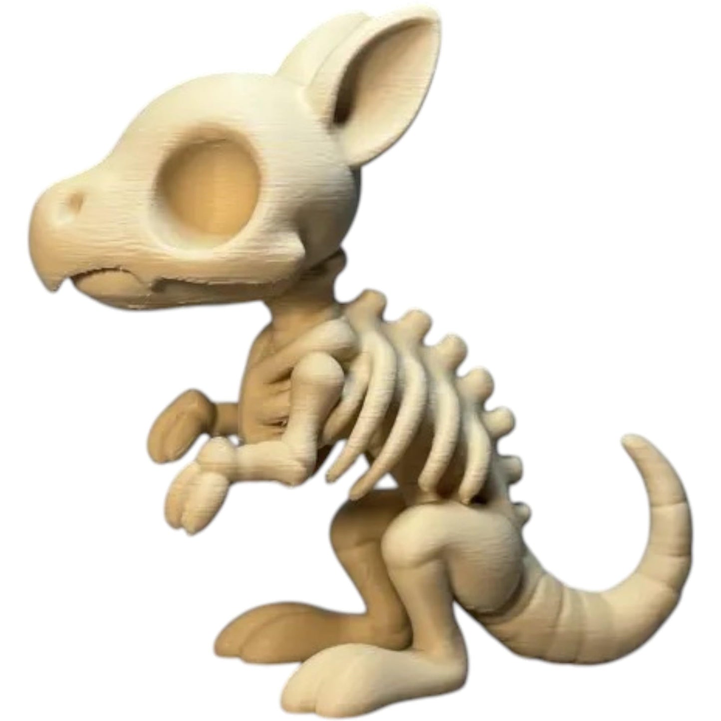 Chibi Skeleton Kangaroo Figurine – Cute Creepy Undead Marsupial Collectible for Shelf Display or Gothic Décor – 3D Printed in Canada