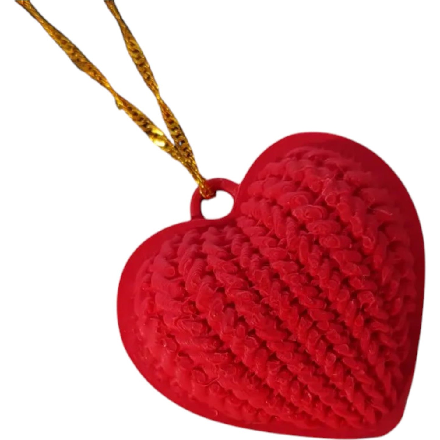 Knitted Heart Pendant – Cozy Textured Valentine Ornament for Gifting or Decor – 3D Printed in Canada