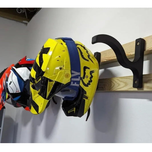 Motorcycle Helmet Wall Mount Hook – Durable Curved Holder for Dirt Bike, ATV & Racing Helmets – No Padding Deformation – 3D Printed in Canada