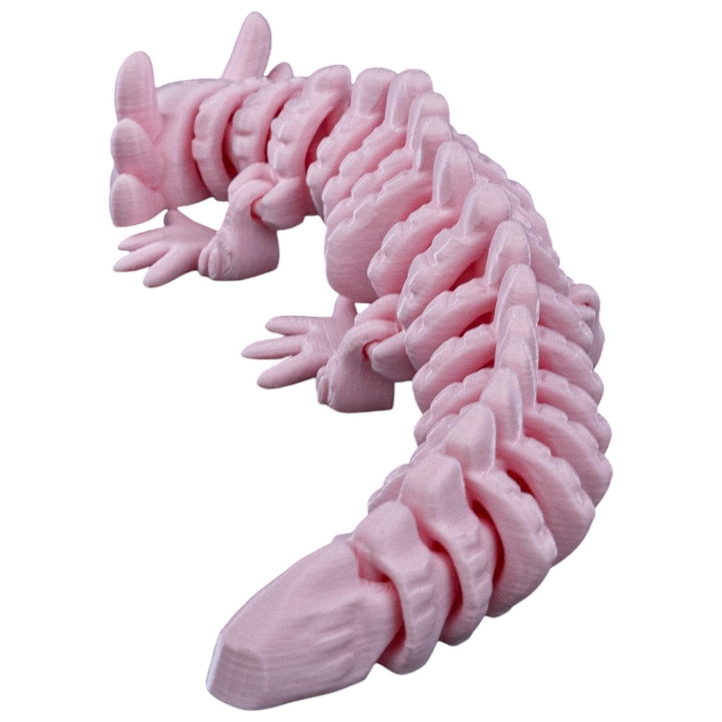 FlexoLotl Articulated Axolotl Fidget Figurine – Cute Pink Amphibian Toy for Teens and Adults – 3D Printed in Canada