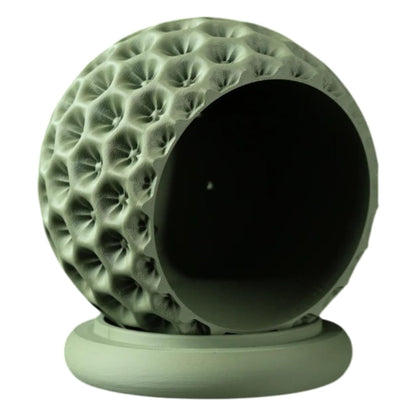 Sculpted Planter Pot with Starburst Texture – Modern Indoor Plant Container with Matching Saucer – 3D Printed in Canada