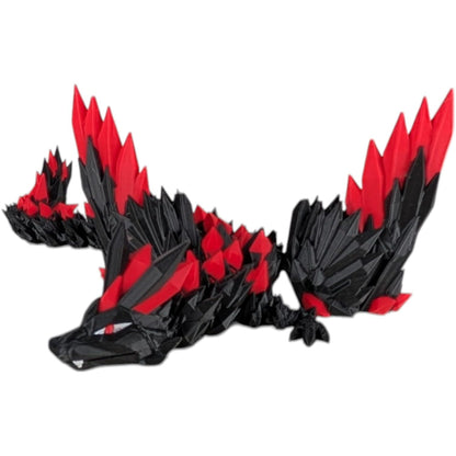 Articulated CrystalWing Dragon Figurine – Ruby Inferno – Desk Fidget for Teens & Adults – Stress Relief & Collectible – 3D Printed in Canada