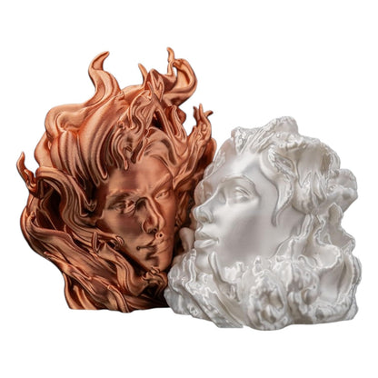 Elemental Love Statue – Fire & Ice Romantic Sculpture for Couples & Home Déco – 3D Printed in Canada