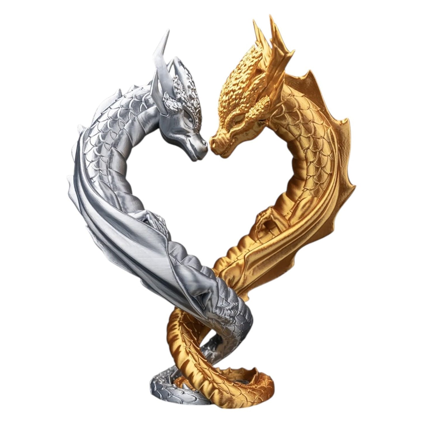 Draconic Bond Dragon Heart Statue – Fantasy Love Figurine for Desk & Home Décor – 3D Printed in Canada
