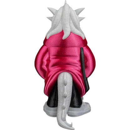 Lhukyveth “Lucy” Urban Creature Figurine – 3D Printed Designer Figure in Streetwear with Coffee Cup & Beanie – Art Toy for Teens & Adults – 3D Printed in Canada