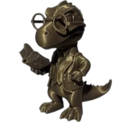 Professor Rex Figurine – Scholarly Dinosaur Statue with Glasses and Book for Desk or Shelf Display – 3D Printed in Canada