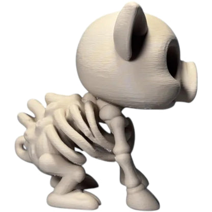 Chibi Skeleton Pig Figurine – Cute Creepy Undead Piglet Collectible for Desk or Shelf Display – 3D Printed in Canada
