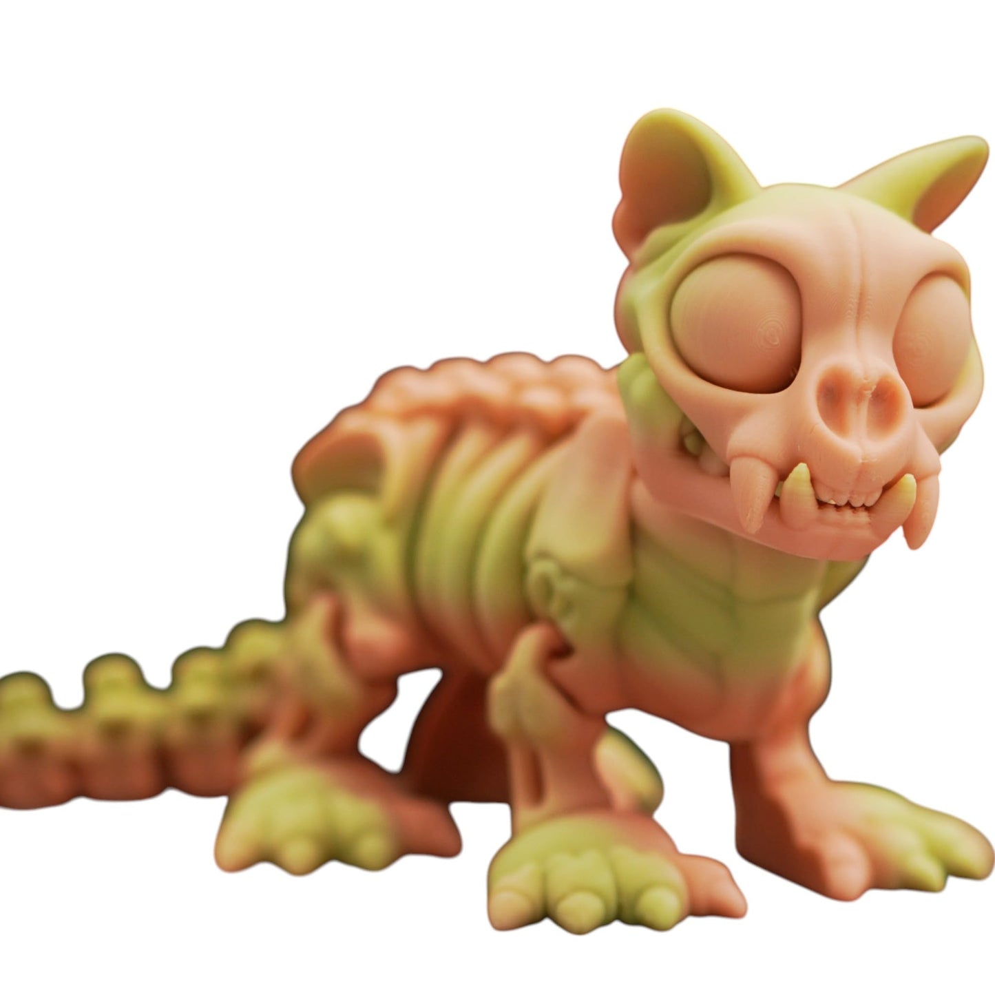 Skeli Cat Skeleton Figurine with Articulated Body – Spooky Cute Collectible for Halloween or Gothic Desk Decor – 3D Printed in Canada