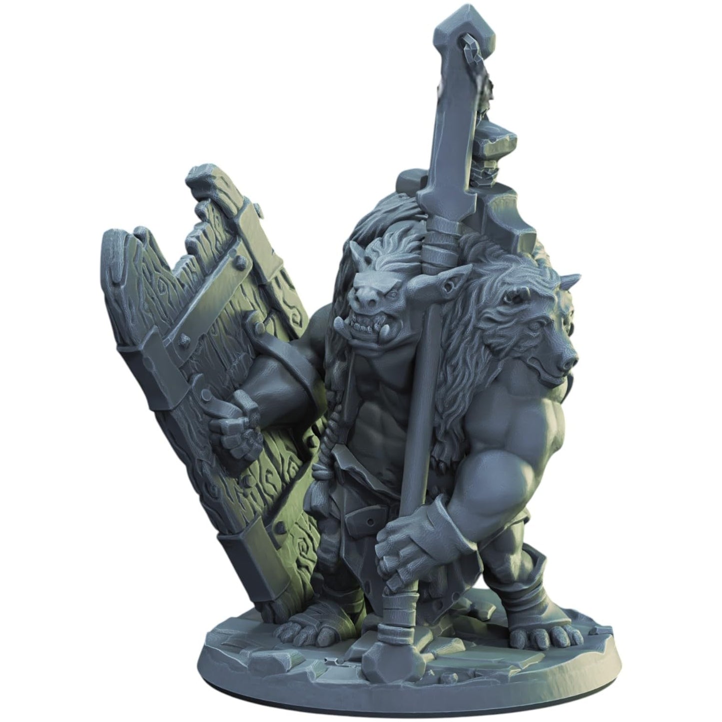Armored Ogre Miniature – Fantasy Ogre with Bear Cloak, Club & Shield for Tabletop RPGs & Dioramas – 3D Printed in Canada