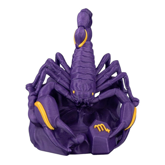 Scorpio Zodiac Figurine – Purple Scorpion Astrology Sculpture with Gold Accents for Horoscope Décor & Collectors – 3D Printed in Canada