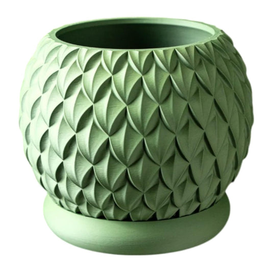 Scale Planter Pot – Textured Decorative Pot for Succulents, Bonsai, or Faux Plants – Modern Organic Indoor Planter with Leaf-Scale Pattern – 3D Printed in Canada