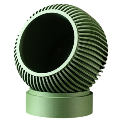 Modern Green Planter Pot with Vertical Ribbed Texture & Matching Base – Sculptural Indoor Container for Succulents & Houseplants – 3D Printed in Canada