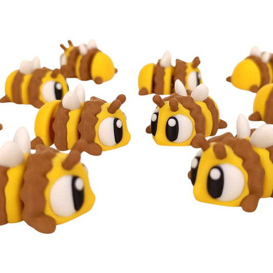 5-Pack Mini Baby Bee Figurines – Articulated Desk Pet Insects, Collectible Pocket Bees, Fidget Toys for Teens & Adults – 2 Inch Poseable Figures – 3D Printed in Canada