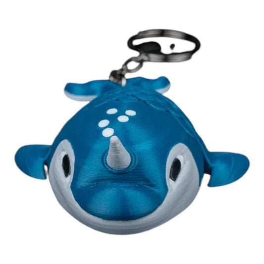 Paul the Narwhal Fidget Keychain – Flexible Articulated Mesh Narwhal Figurine for Stress Relief & Bag Charm – Cute 3D Printed Ocean Animal Accessory – 3D Printed in Canada
