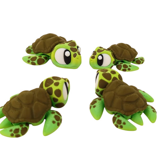 5-Pack Mini Baby Sea Turtle Figurines – Articulated Ocean Desk Pets, Collectible Aquatic Animals, Fidget Toys for Teens & Adults – 2 Inch Poseable Figures – 3D Printed in Canada