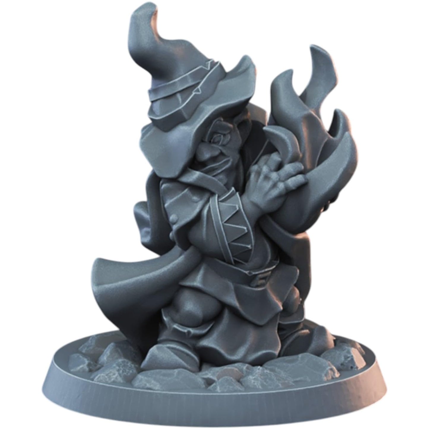 Gnome Warlock Male Miniature for Fantasy RPGs – Spellcasting Wizard Figurine for Painting & Collecting – 3D Printed in Canada