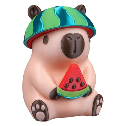 Capymelon Figurine – Whimsical Desk Decoration – Watermelon Helmet Capybara Collectible – 3D Printed in Canada