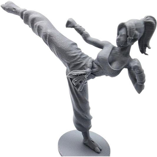 Female Kickboxer Figurine – Dynamic Martial Arts Sculpture for Collectors, Dioramas, and Desk Displays – 3D Printed in Canada