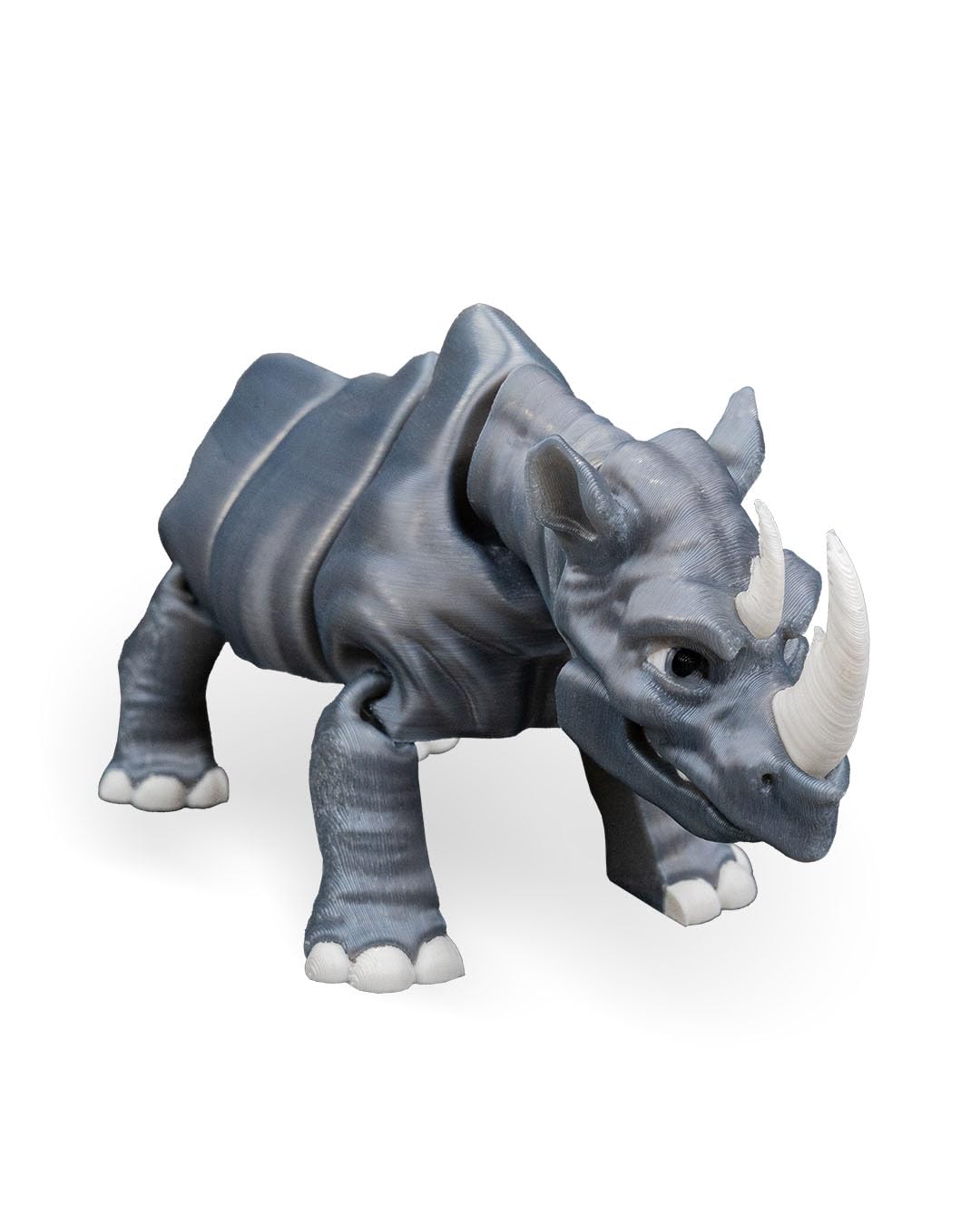 Articulated Rhinoceros Figurine – Jungle Desk Fidget for Teens & Adults – Stress Relief & Collectible – 3D Printed in Canada