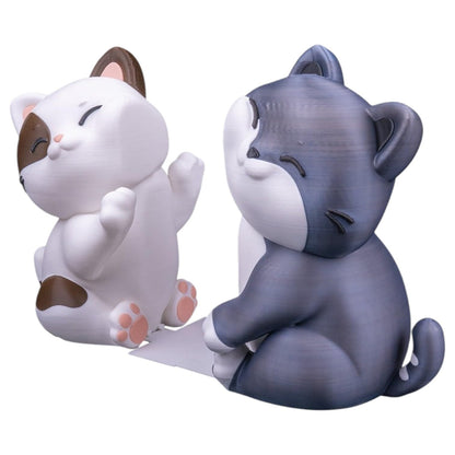 Cozy Snuggles Bookend – Cute Cat-Themed Bookshelf Organizer – Whimsical Feline Book Holder Set – 3D Printed in Canada