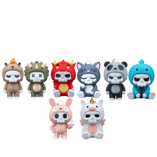 Skubbies – Complete 8-Character Mini Figurine Collection with Keychain Ring Connectors – 2" Cute & Creepy Collectibles for Backpacks, Purses & Display – 3D Printed in Canada