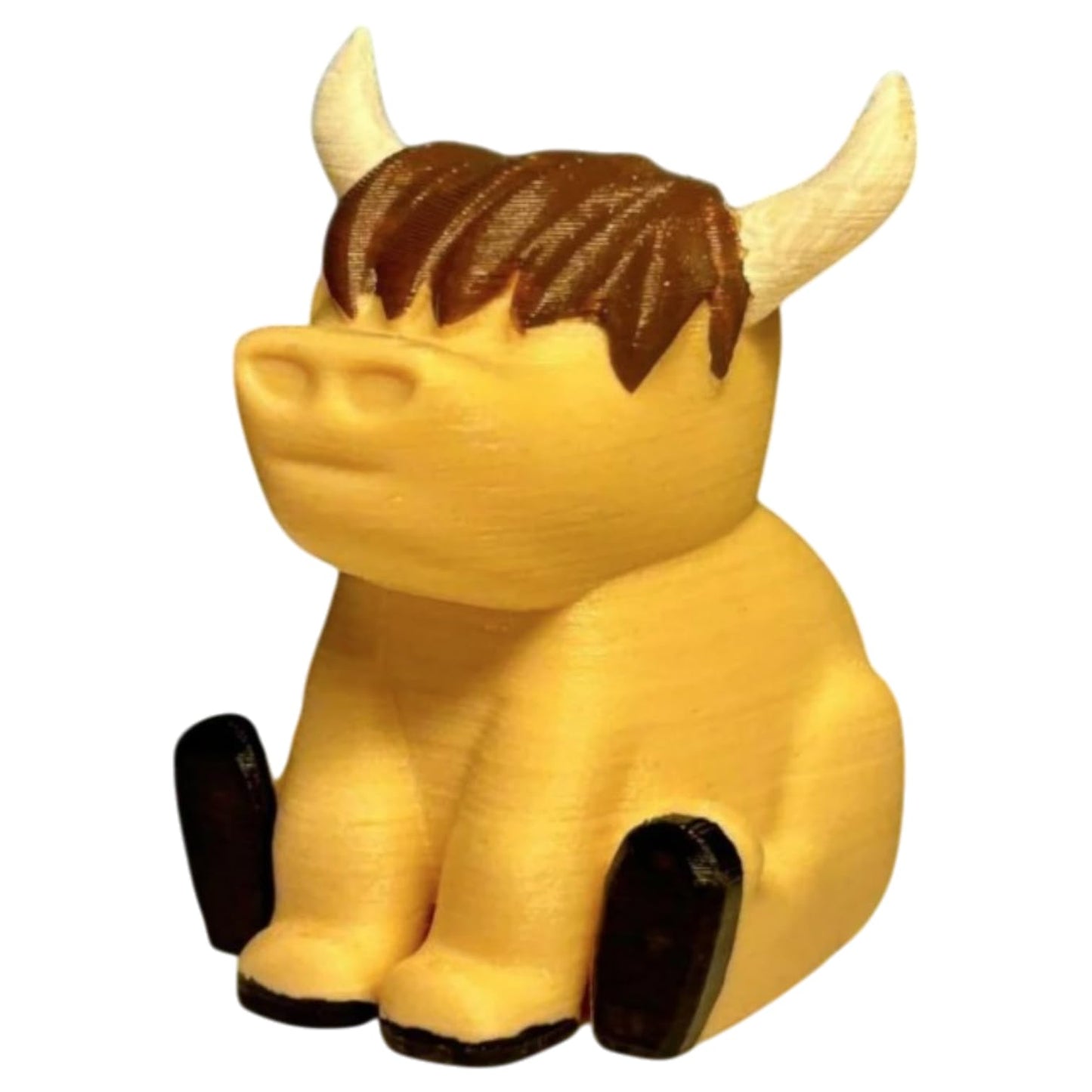 Highland Cow Mini Farm Animal – Cute Collectible Figurine for Shelf Display, Desk Décor & Cow Lovers – 3D Printed in Canada