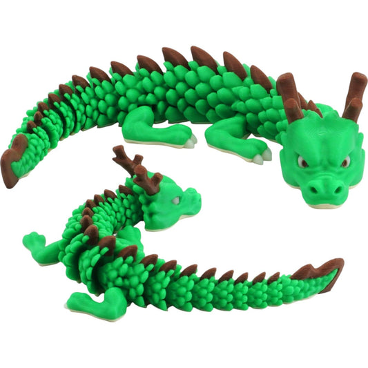 Articulated Dragon Figurine – Flexible Eastern-Style Fantasy Lizard with Textured Scales & Movable Body – Dragon Jr Collectible Display Model – 3D Printed in Canada