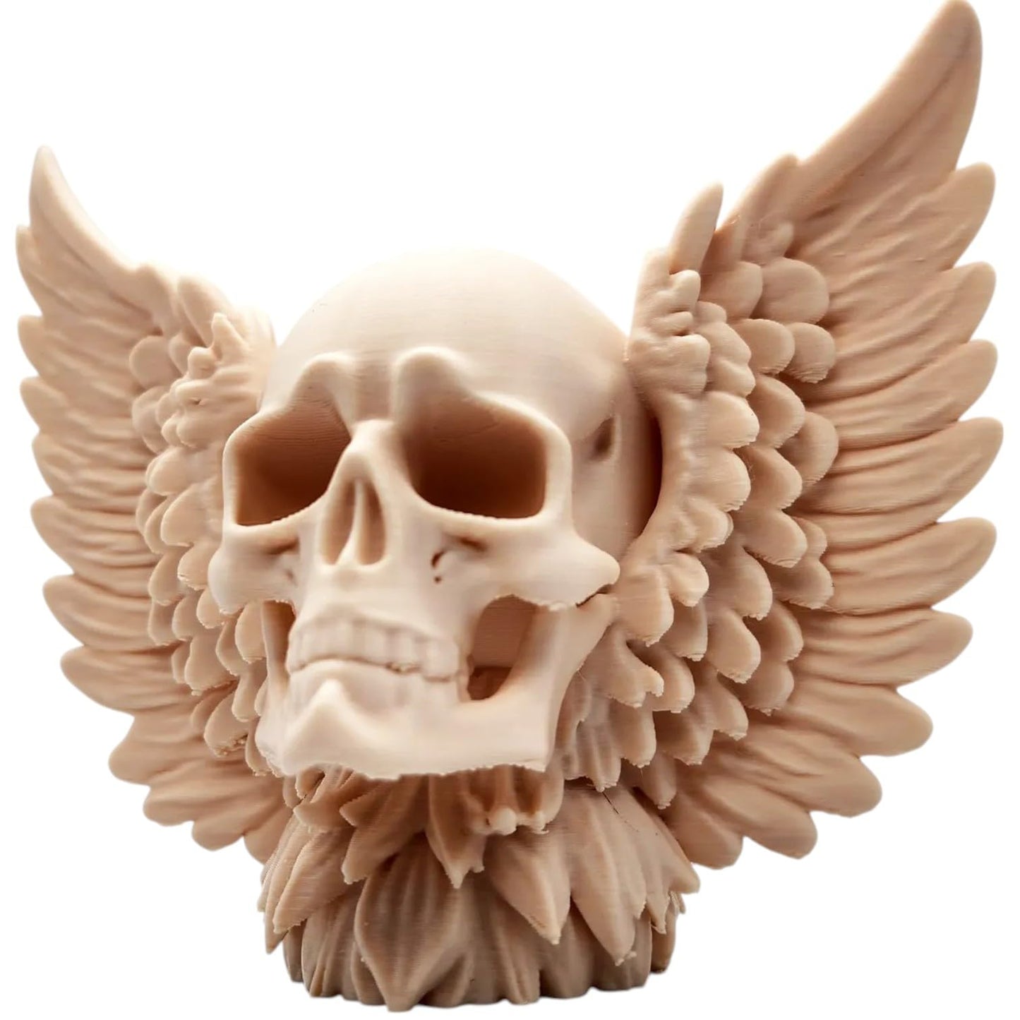 Winged Skull Figurine – Gothic Skull with Feathered Wings for Fantasy Desk or Shelf Display – 3D Printed in Canada