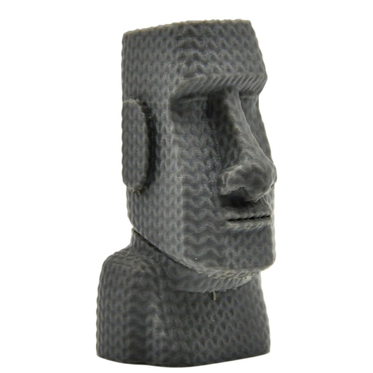Knitted Moai Head Figurine – Faux-Woven Stone Statue Desk Ornament with Cozy Texture – 3D Printed in Canada