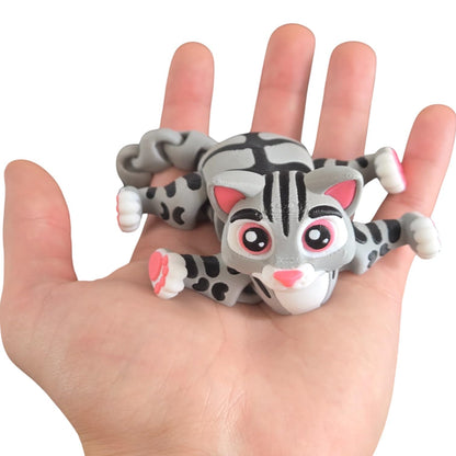 Adorable Articulated Cat Figurine – Poseable Tabby Desk Companion for Collectors & Cat Lovers – Cute Fidget Decor for Teens & Adults – 3D Printed in Canada