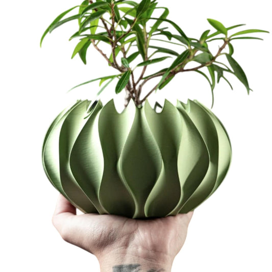 Swirled Wave Planter Pot – Sculpted Modern Indoor Plant Container for Succulents & Home Decor – 3D Printed in Canada