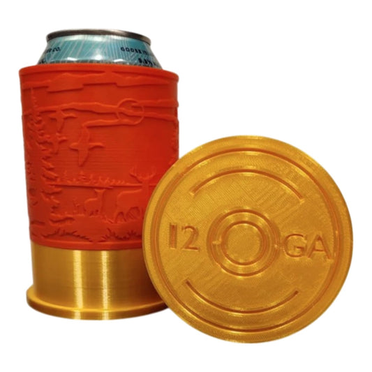 Shotgun Shell Can Holder – Hunting-Themed 12GA Can Cooler with Wildlife Relief Design, Great Gift for Outdoor Lovers – 3D Printed in Canada