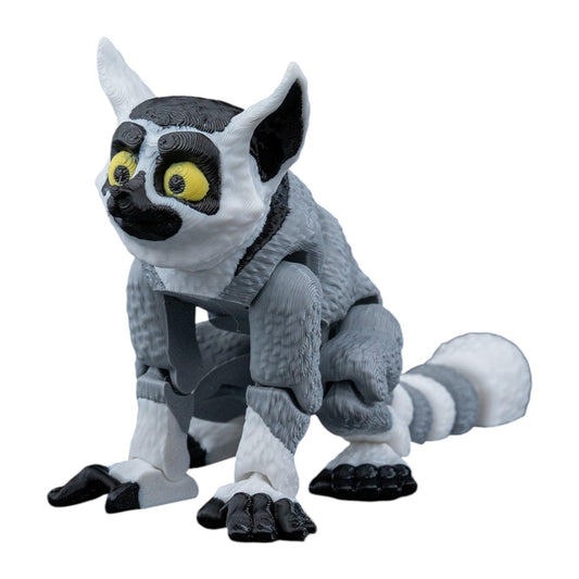 Bouncy Lemur Figurine with Articulated Tail and Realistic Detail – Jungle Animal Shelf Decor for Teens & Adults – 3D Printed in Canada