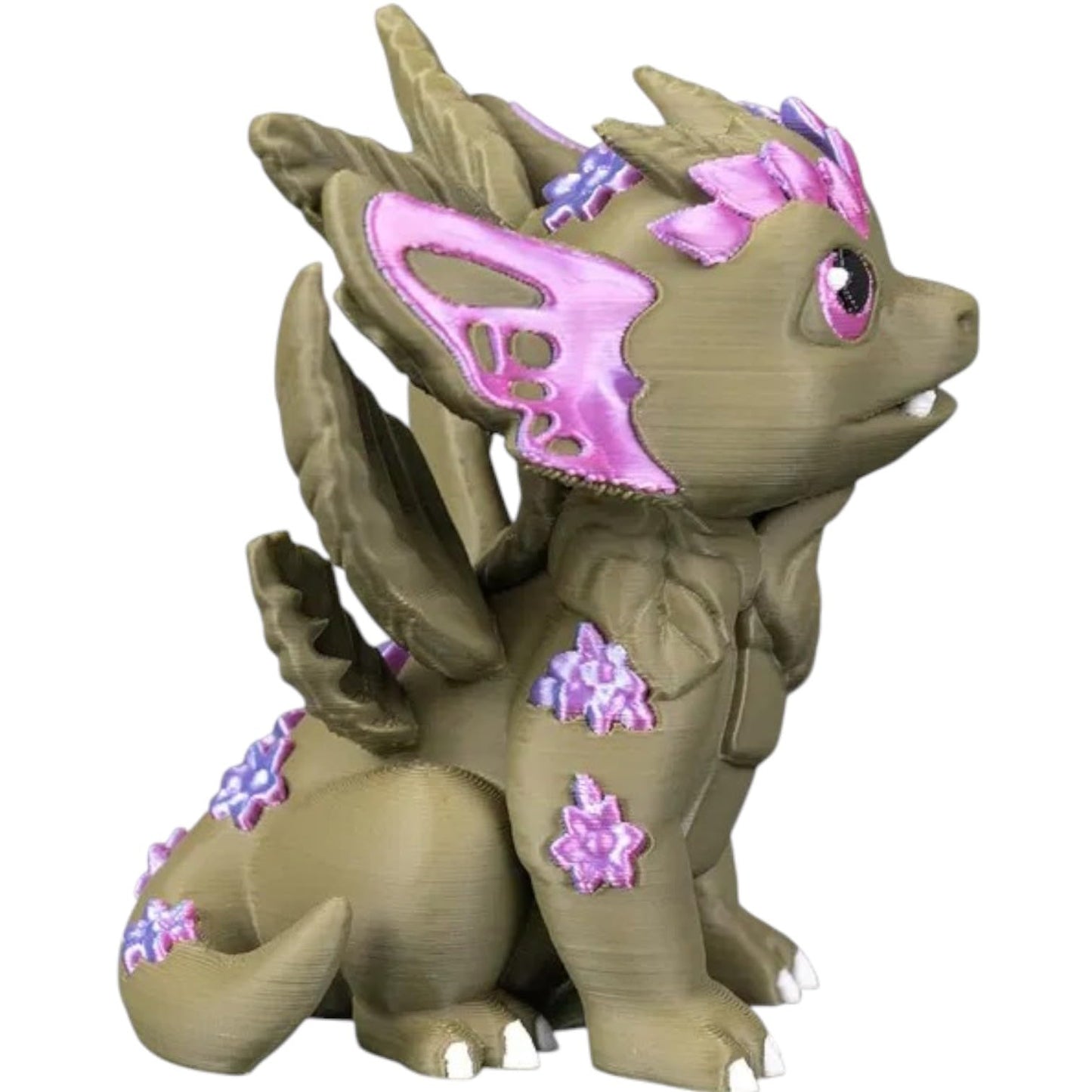Flora The Dragon Collectible Figurine – Fantasy Creature with Pink Accents, Articulated Display Model for Teens & Adults – 3D Printed in Canada
