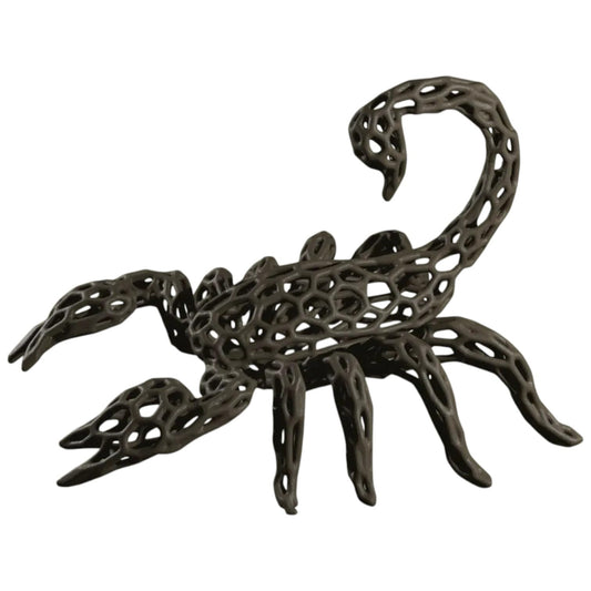 Scorpion Voronoi Sculpture – Geometric Openwork Arachnid Figurine for Desk or Shelf Display – 3D Printed in Canada