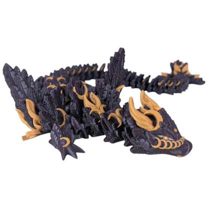 Galaxy Lunar Winged Articulating Dragon – Celestial-Themed Figurine for Teens and Adults – Fantasy Desk Accessory for Stress Relief and Collection – 3D Printed in Canada