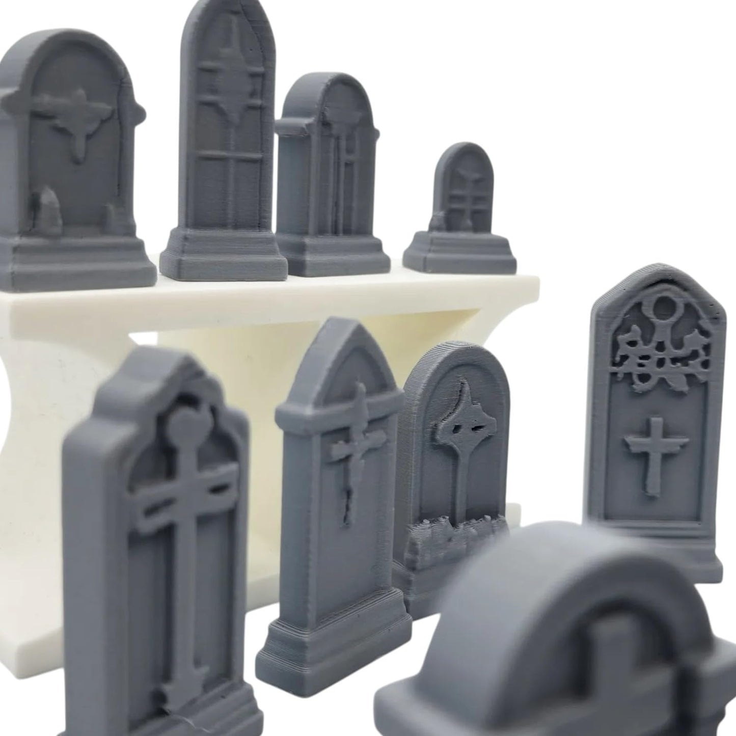 Miniature Tombstone Set – 10-Piece Graveyard Terrain Accessory for Tabletop RPGs, Dioramas & Halloween Displays – 3D Printed in Canada