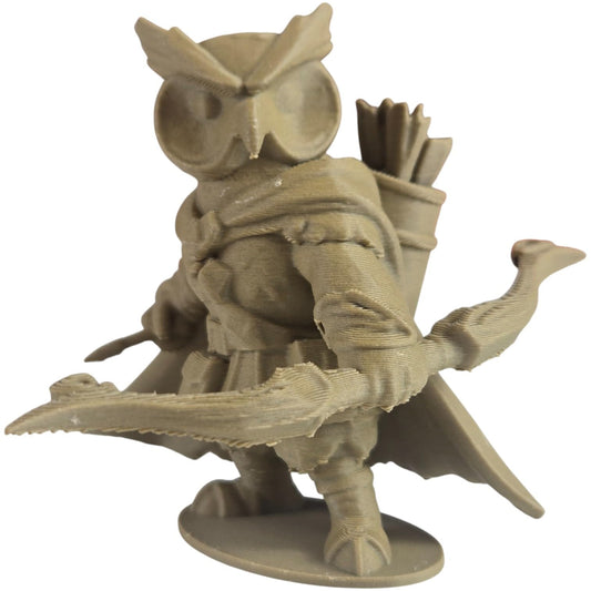 The Ranger Owl Figurine – Fantasy Owl Archer with Bow, Cloak & Quiver – Owls & Dragons Collection – Paintable Display Miniature – 3D Printed in Canada