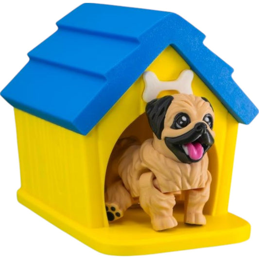 Articulated Pekingese Dog Figurine with Doghouse – Poseable Pup Collectible for Desk, Gift for Dog Lovers, Stress Relief Decor Piece – 3D Printed in Canada
