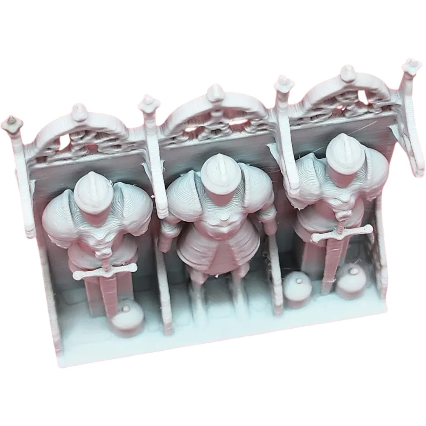 Armor Stand Miniature – Medieval Armory Rack with Knight Statues for Tabletop Terrain, Dioramas & RPG Scenery – 3D Printed in Canada