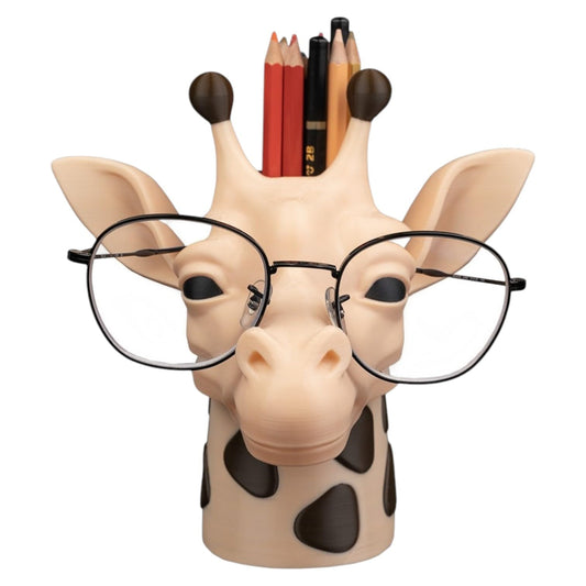 Mr. Giraffe Glasses and Pen Holder – Funny Animal Desk Organizer, Cute Eyeglasses Stand & Pencil Cup for Office or Home Decor – 3D Printed in Canada