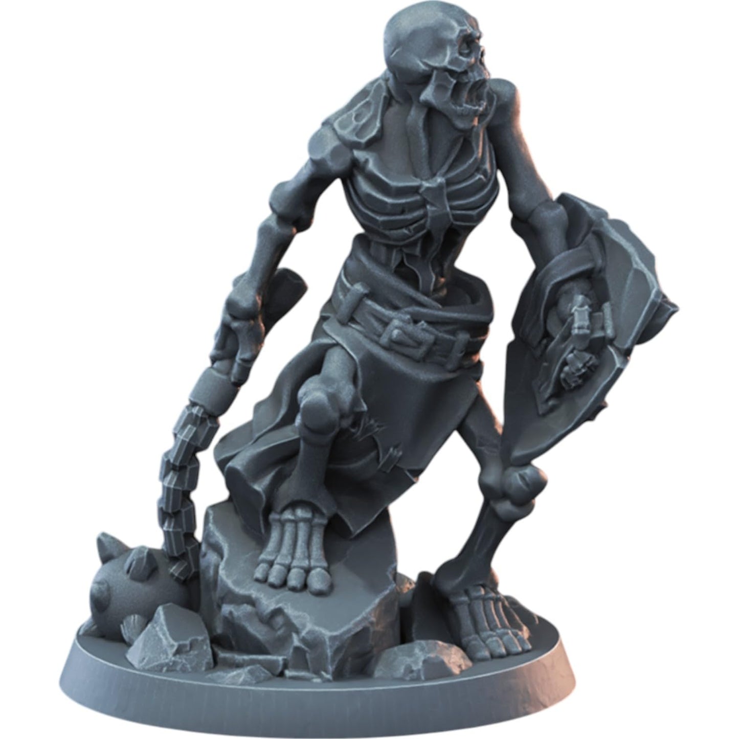 Skeleton Mace & Shield Miniature for Tabletop RPG, Wargaming & Painting – Fantasy Undead Fighter for Dungeon Encounters & Collections – 3D Printed in Canada