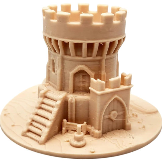 Fantasy Watchtower Miniature – Round Fortress Outpost with Battlements for Tabletop RPG, Dioramas, or Wargame Terrain – 3D Printed in Canada