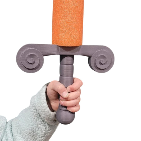 “English Lord” Pool Noodle Sword Handle – Elegant Foam Blade Hilt for Cosplay, Fantasy Roleplay & LARP Adventures – 3D Printed in Canada