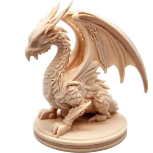 Dragon on Pedestal Figure – Regal Fantasy Sculpture with Scaled Armor & Winged Pose – Mythical Display Piece for Shelf or Desk – 3D Printed in Canada