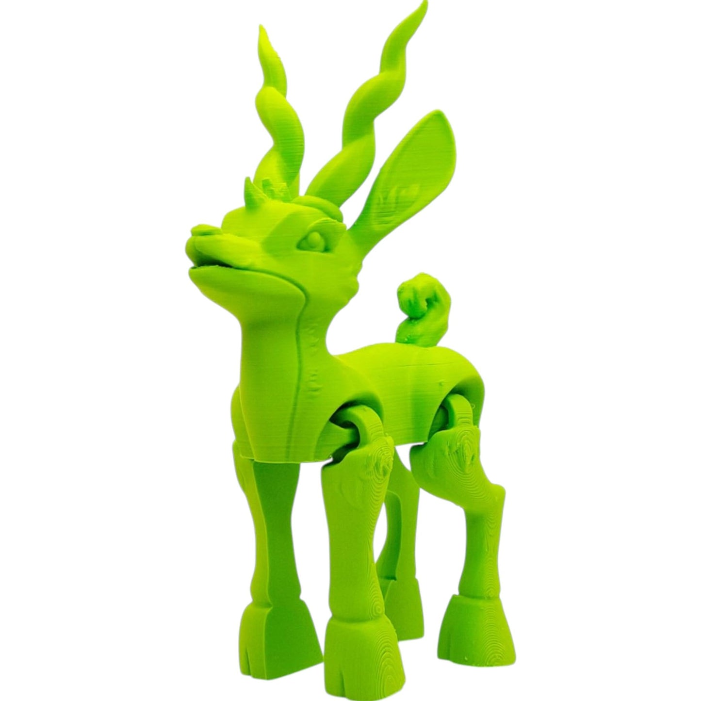 Articulated Antelope Figurine – 3D Printed Paintable Wildlife Model with Twisted Horns for Shelf Display or DIY Craft – 3D Printed in Canada