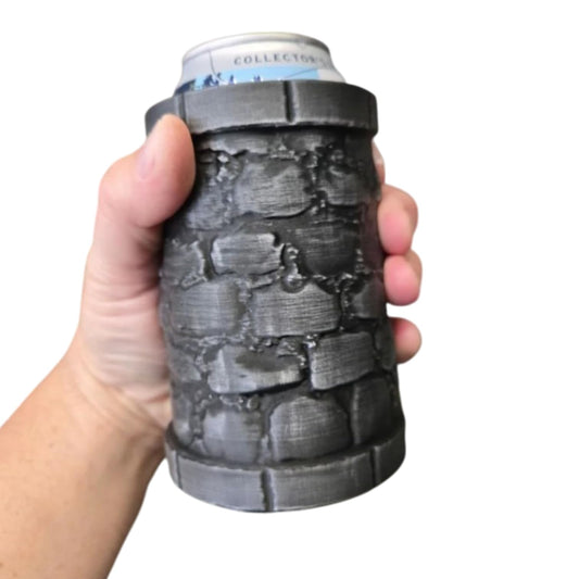 Dungeon Wall Stone Can Holder – Full Cobblestone Drink Sleeve for 12oz Cans – Realistic Medieval Texture – 3D Printed in Canada